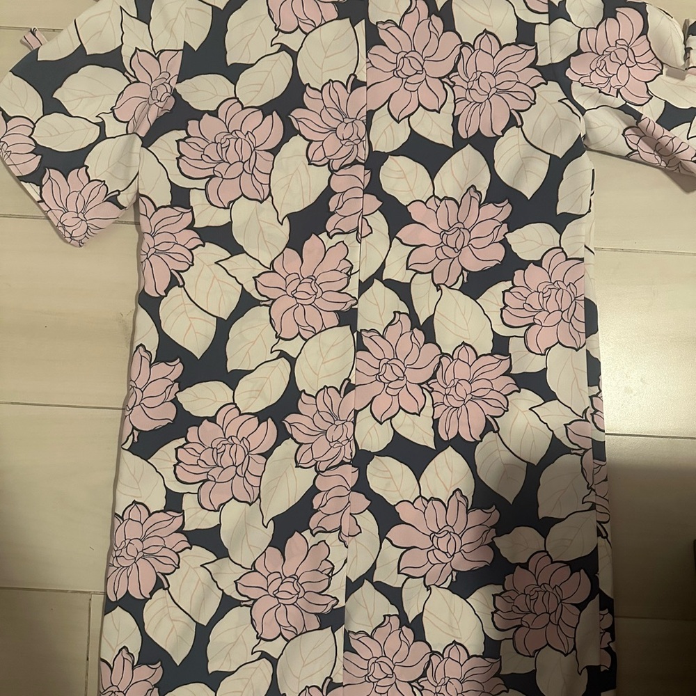 Ann Taylor Chic Floral Dress with Pink and White Blooms